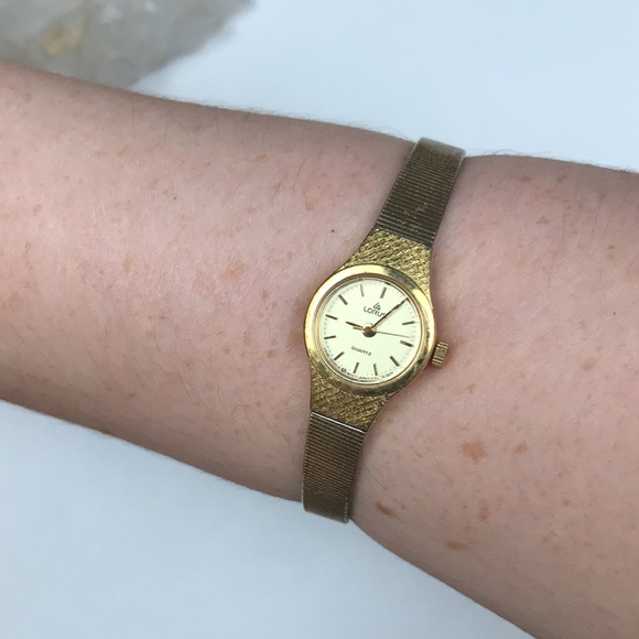 Lorus vintage gold watch quartz Japan Art Deco MCM